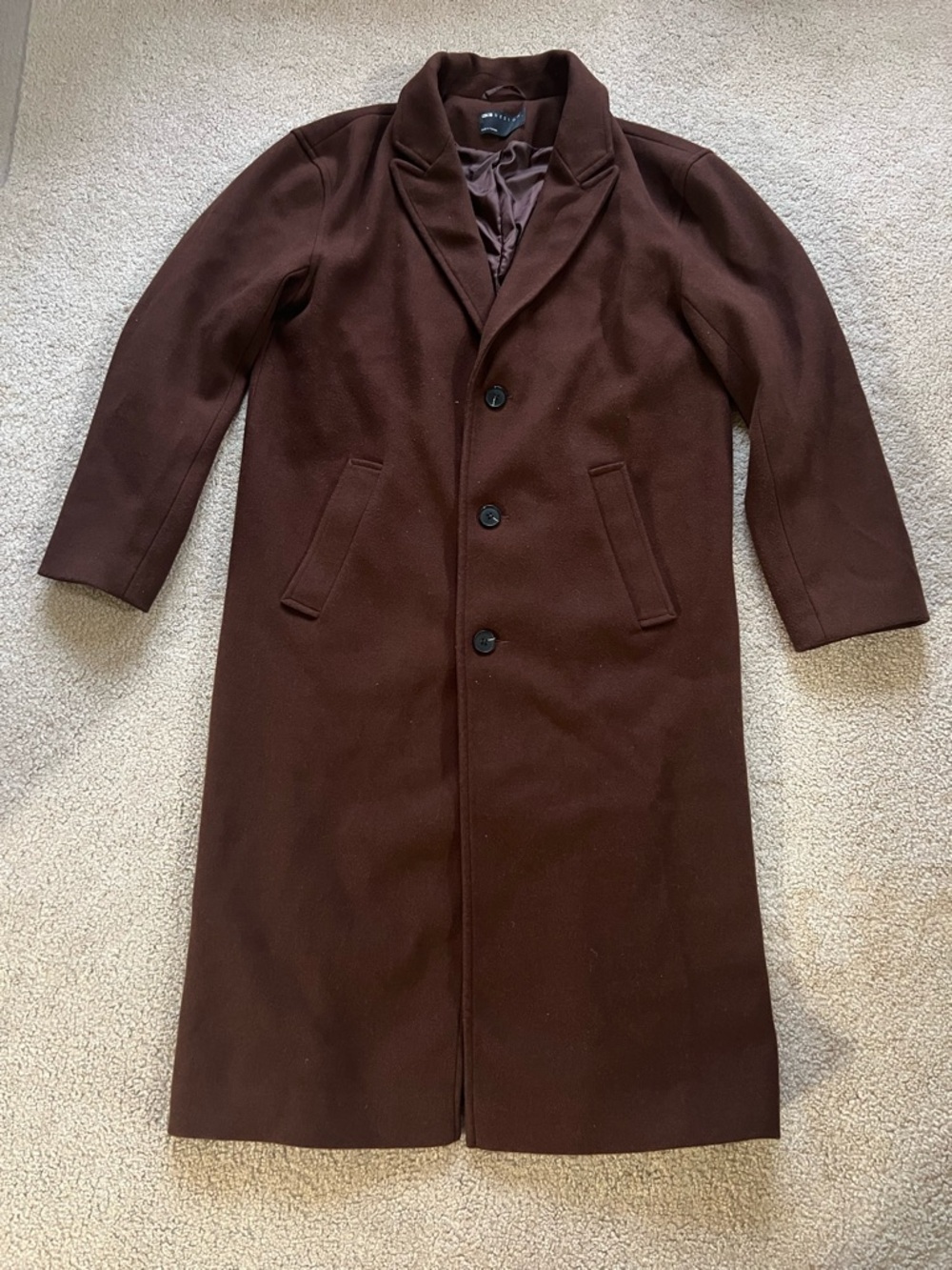 ASOS Design Men's Dark Brown Single-Breasted Wool Trench Coat